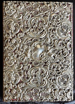 Ornate Sterling Silver Book Cover Photo Scrap Album w Red Leather Interior