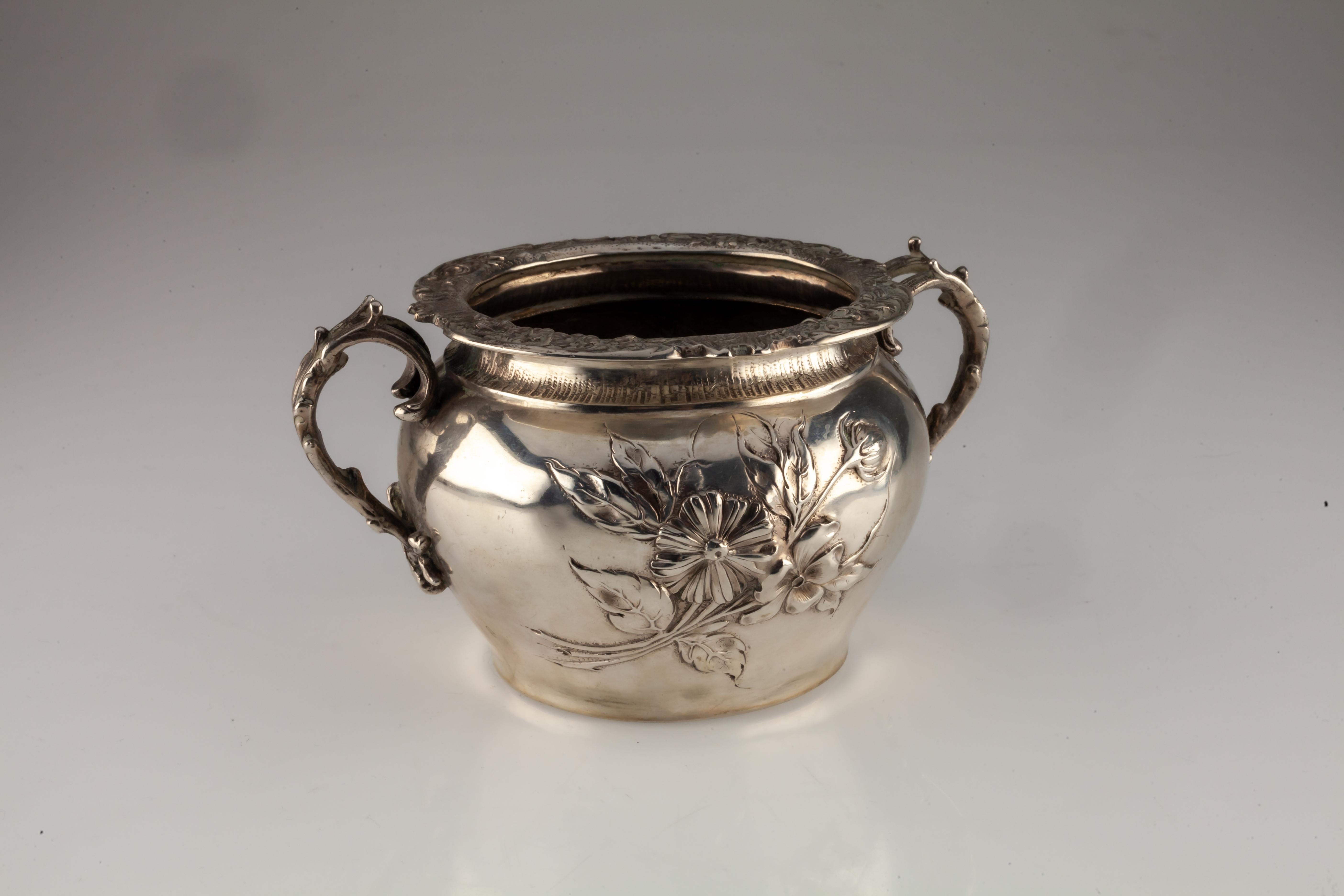 Neoclassical Ornate Sterling Silver British Tea/Coffee Set 1930s Hand-Chased For Sale