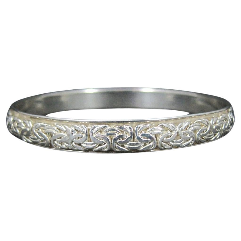 Ornate Sterling Silver Worry Bangle Bracelet 8 Inches