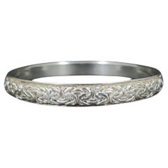 Ornate Sterling Silver Worry Bangle Bracelet 8 Inches