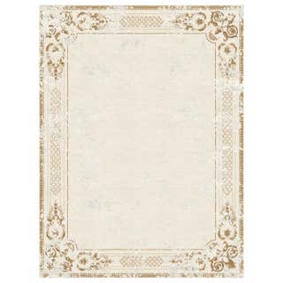 Aubusson Heraldy Antique White - Floral Ornament Hand Knotted Wool Silk ...