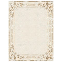 Modern classic beige rug Floral pattern - Ornate Stucco Antique White