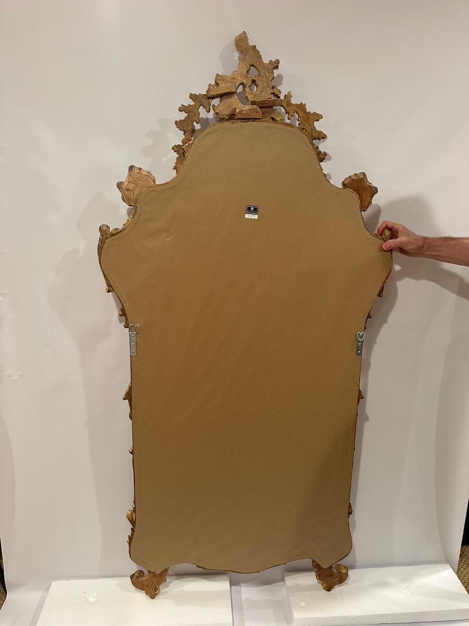 Ornate Tall Venetian Style Giltwood Mirror For Sale 2