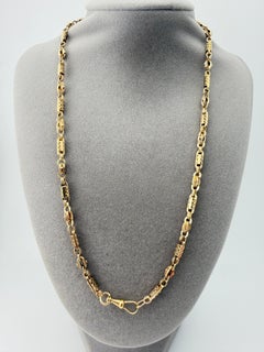 Ornate Victorian 10k Watch Chain Link Necklace/Dog Clip