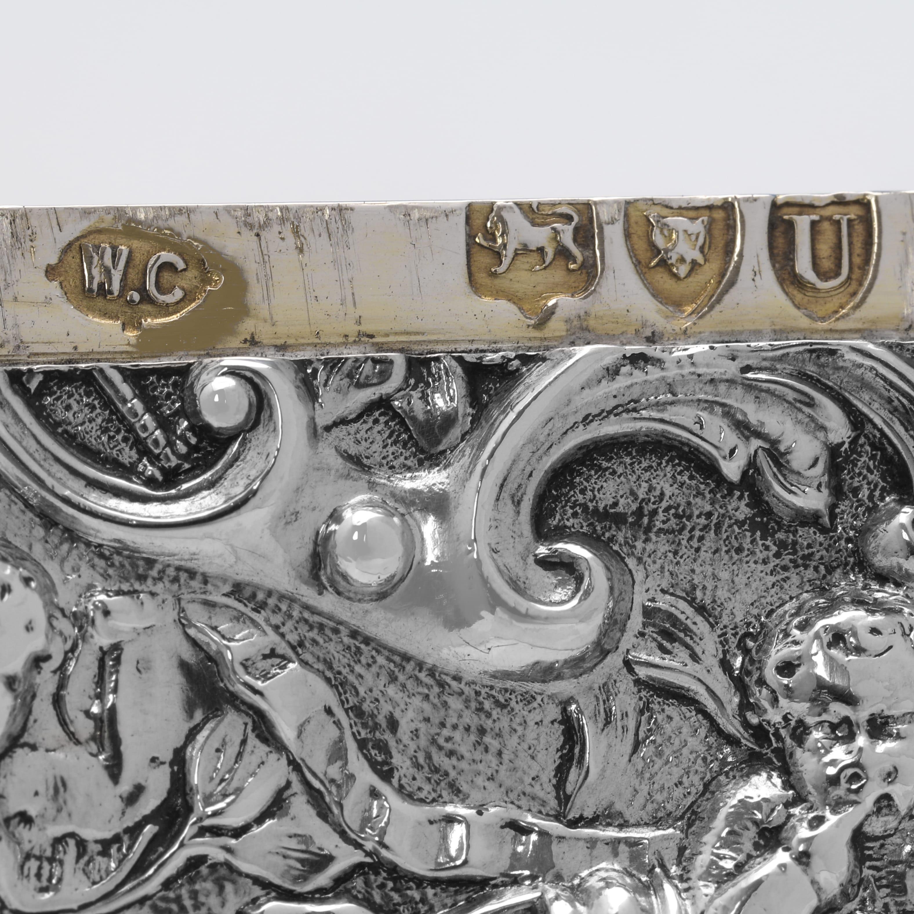 Late 19th Century Ornate Victorian antique sterling silver calling card case made in 1895 For Sale