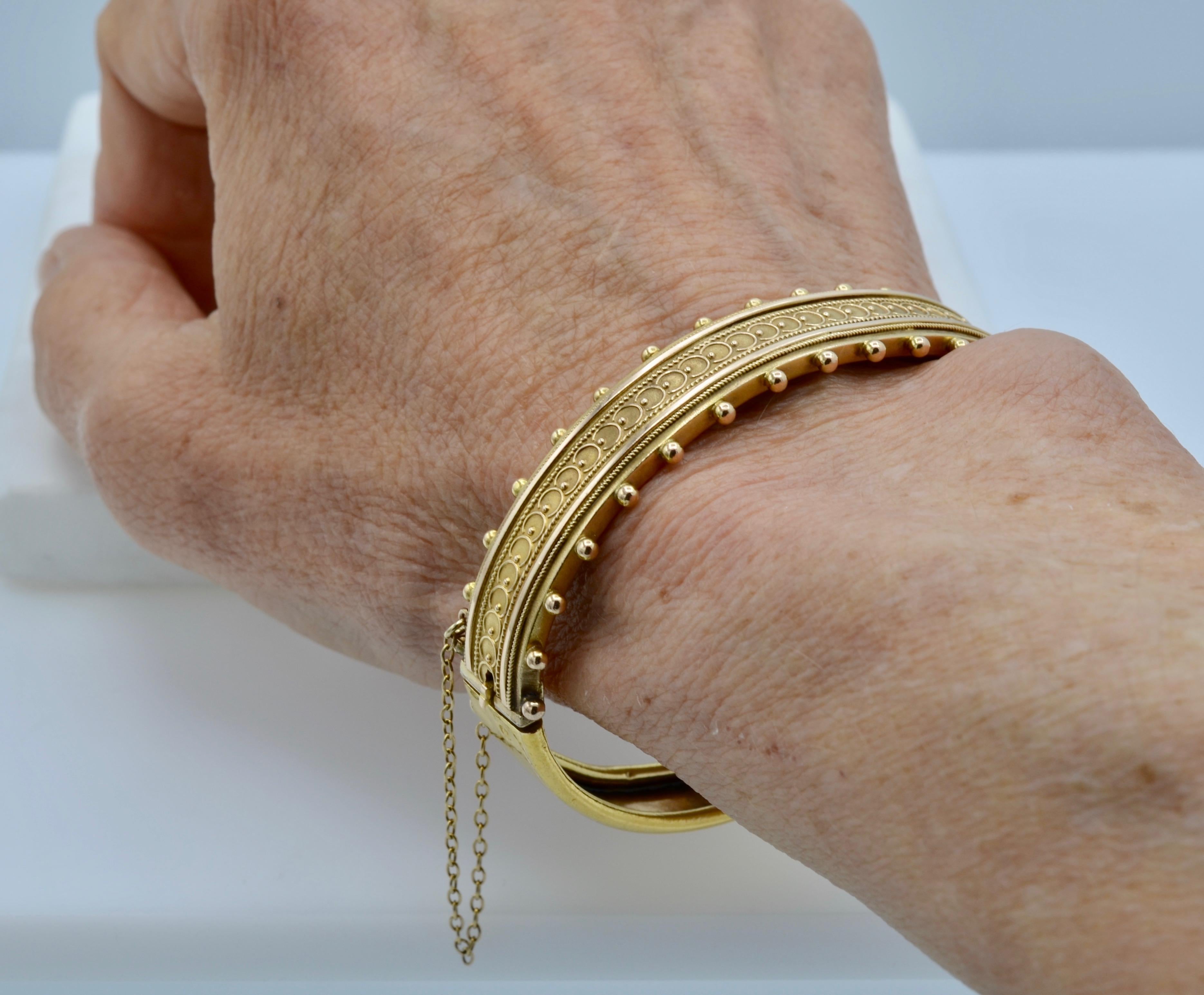 Ornate Victorian Bangle Bracelet in 14 Carat Gold In Good Condition In Berkeley, CA