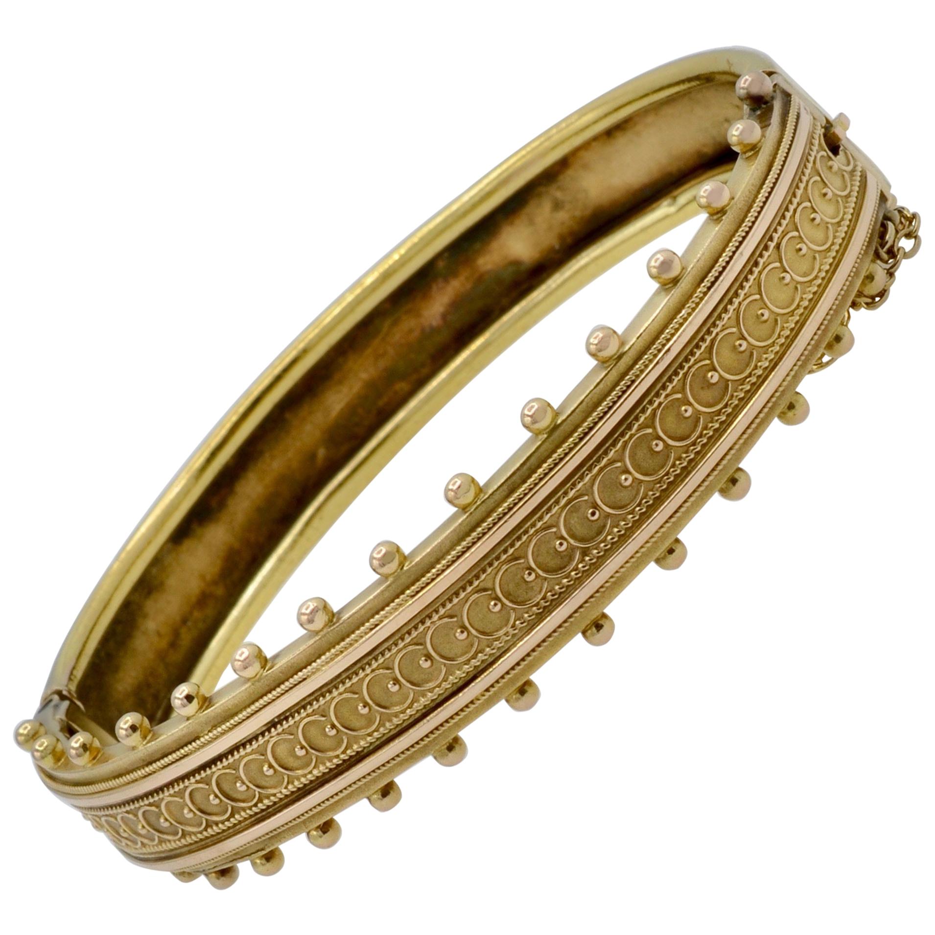 Ornate Victorian Bangle Bracelet in 14 Carat Gold
