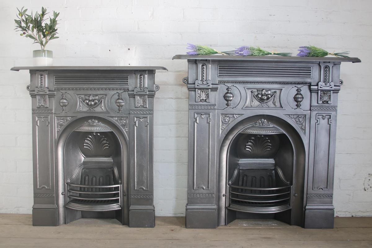 Ornate Victorian Cast Iron Combination Fireplace Grate 4