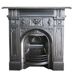 Ornate Victorian Cast Iron Combination Fireplace Grate