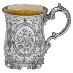 Verzierter viktorianischer Taufbecher aus Sterlingsilber von Edward & John Barnard, 1861