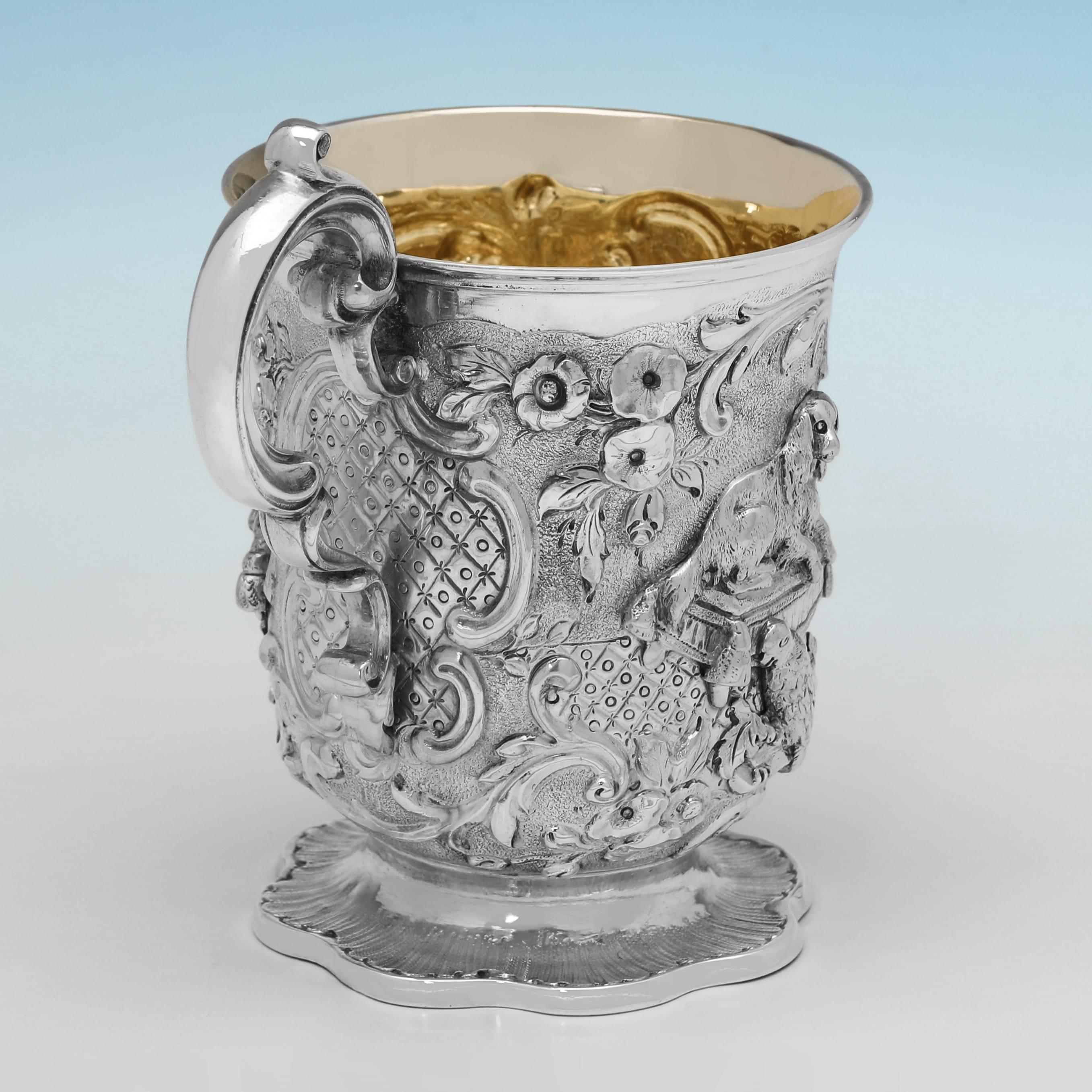 English Charming 1847 Victorian Sterling Silver Child’s Mug by J.C. Edington For Sale