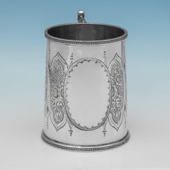 Ornate Victorian Sterling Silver Gothic Christening Mug, 1870 George Unite