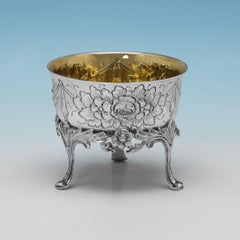 Ornate Victorian Sterling Silver Salt Cellars by Berthold Muller, 1900