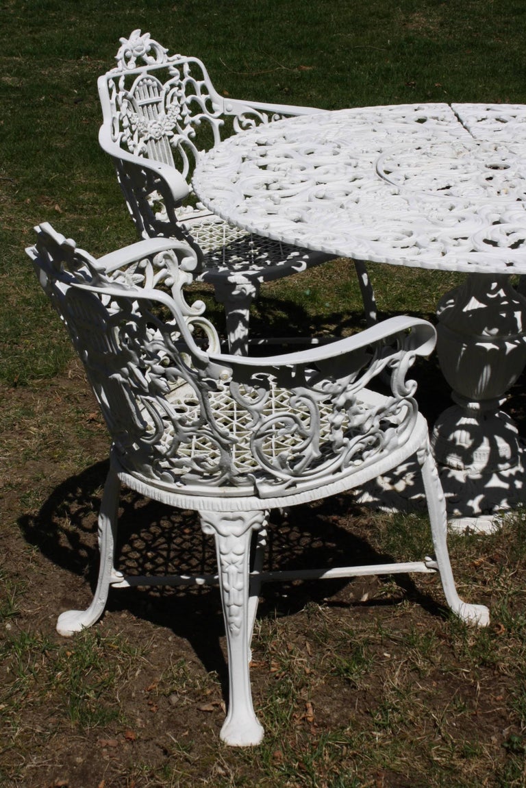 Ornate Victorian Style Garden Dining Set in Cast Aluminum at 1stDibs