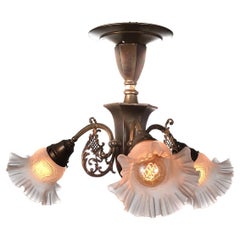 Antique Ornate Victorian Three Arm Ceiling Light