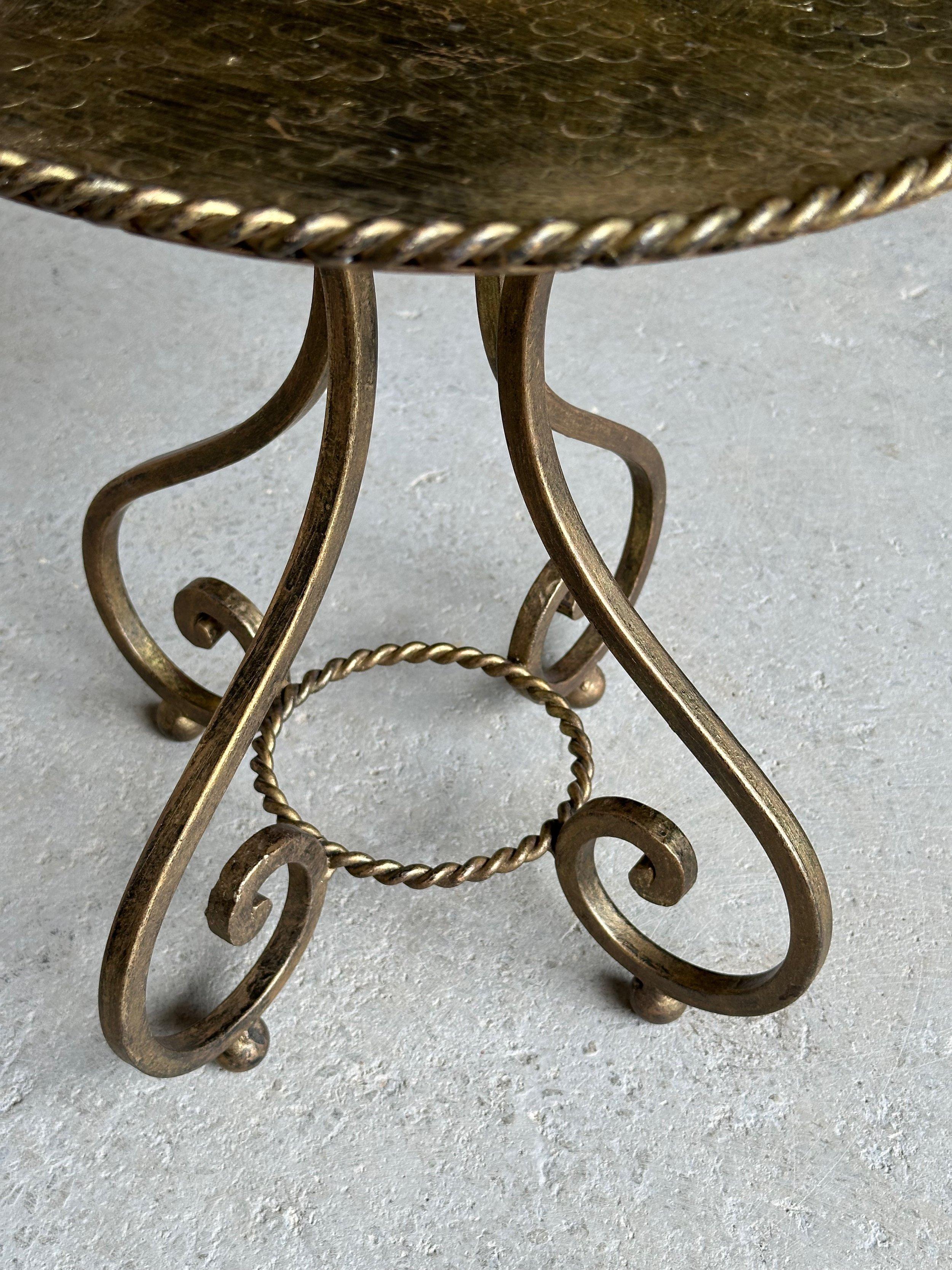 Ornate Vintage 1950s Spanish Iron Drinks Table 4