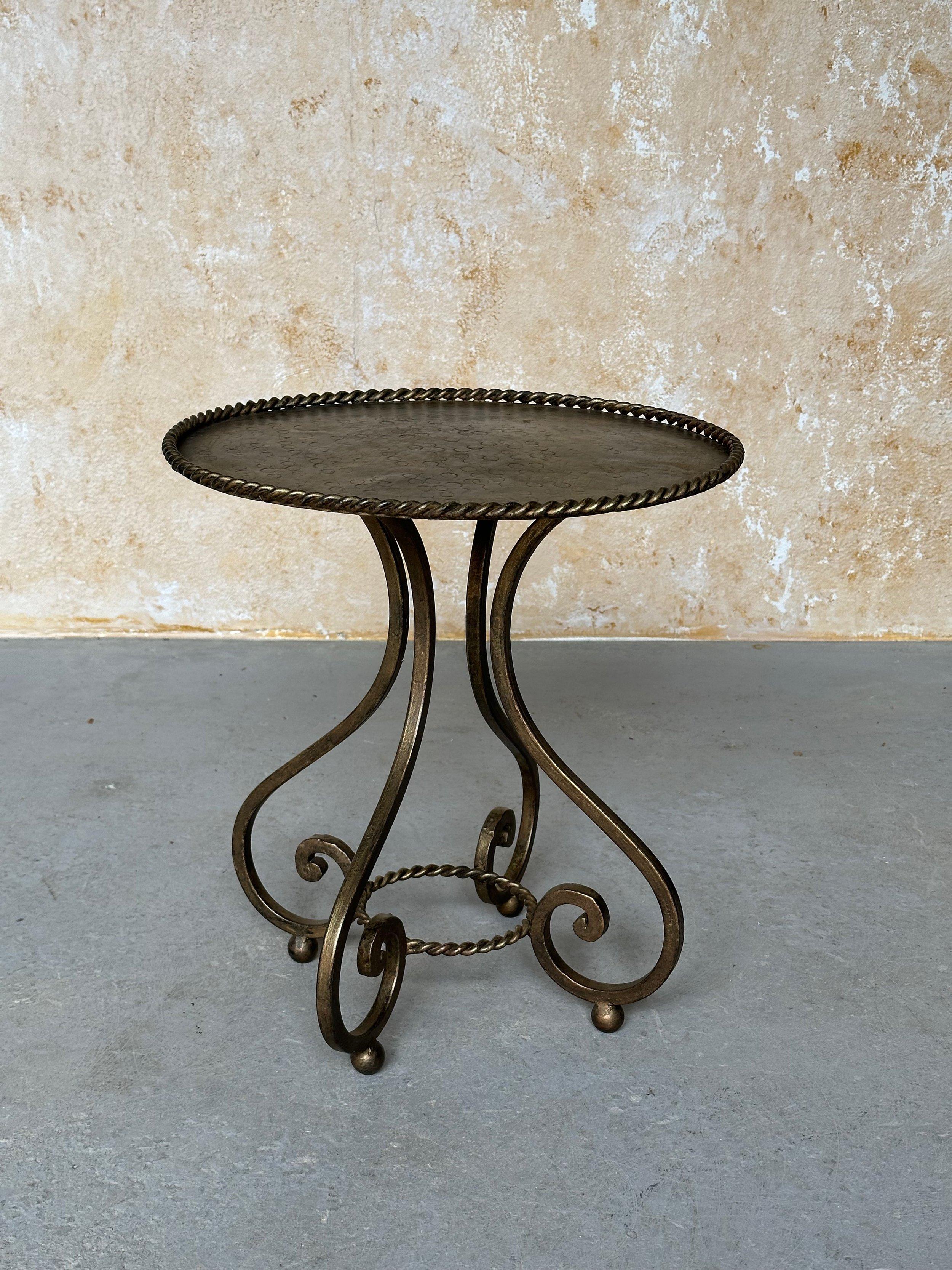 Ornate Vintage 1950s Spanish Iron Drinks Table 6