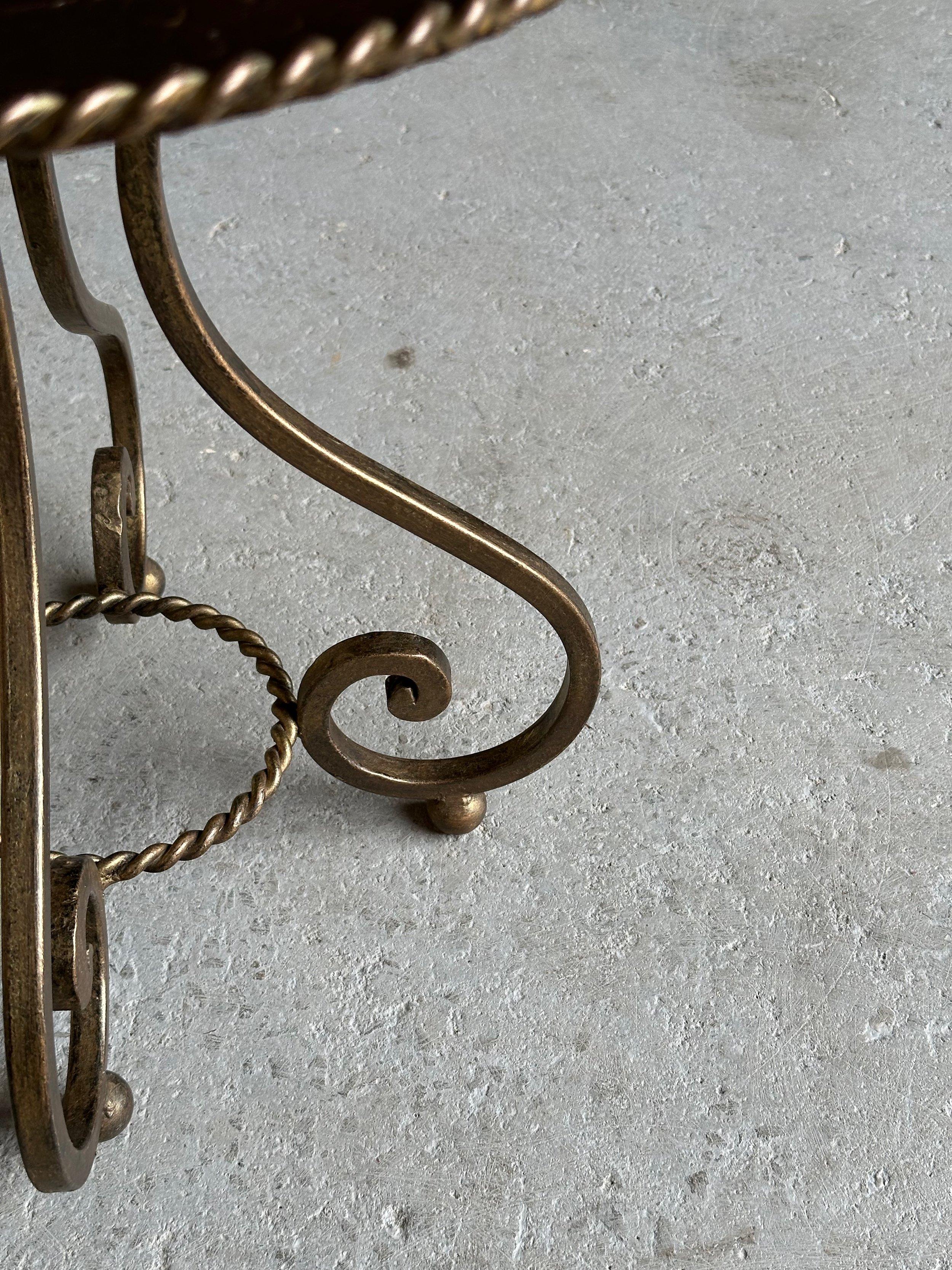 Ornate Vintage 1950s Spanish Iron Drinks Table 7