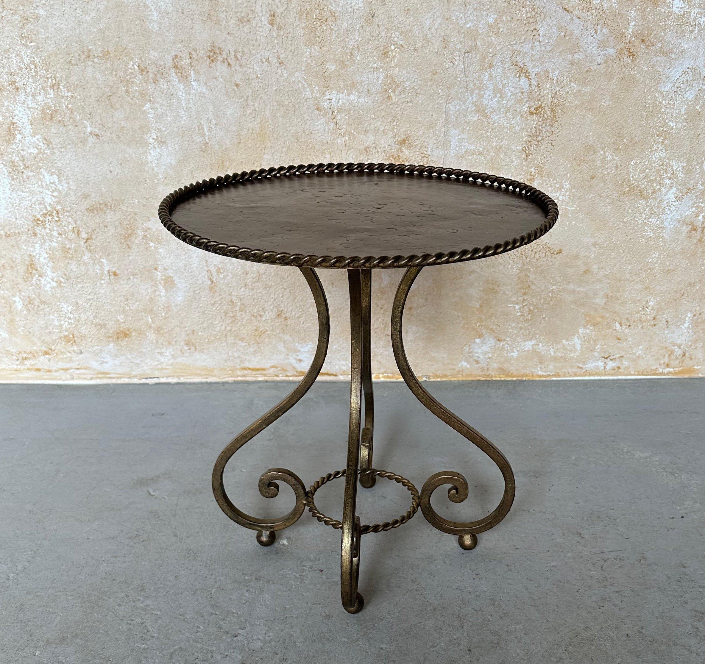 Ornate Vintage 1950s Spanish Iron Drinks Table 10
