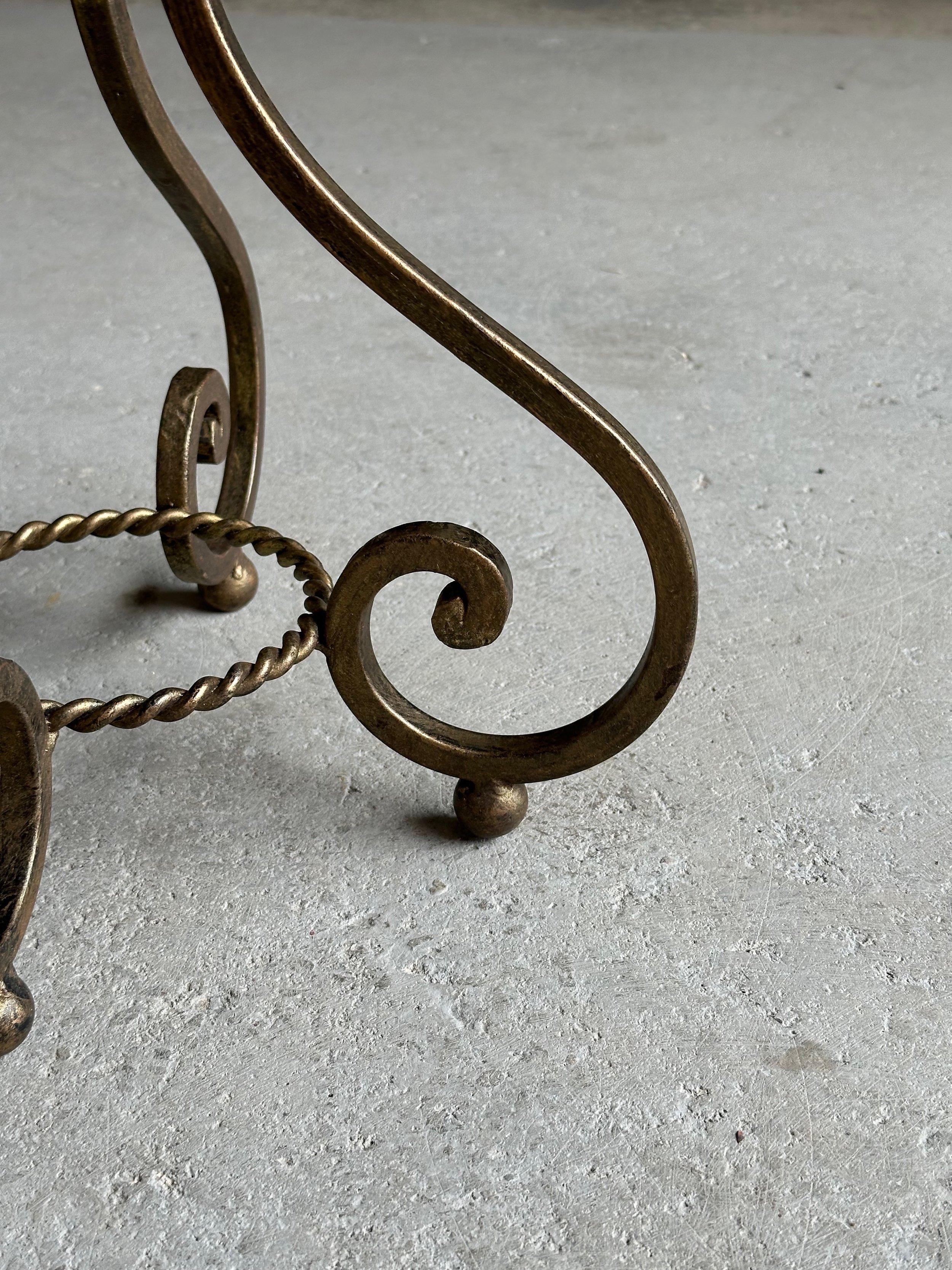 Ornate Vintage 1950s Spanish Iron Drinks Table In Good Condition In Buchanan, NY