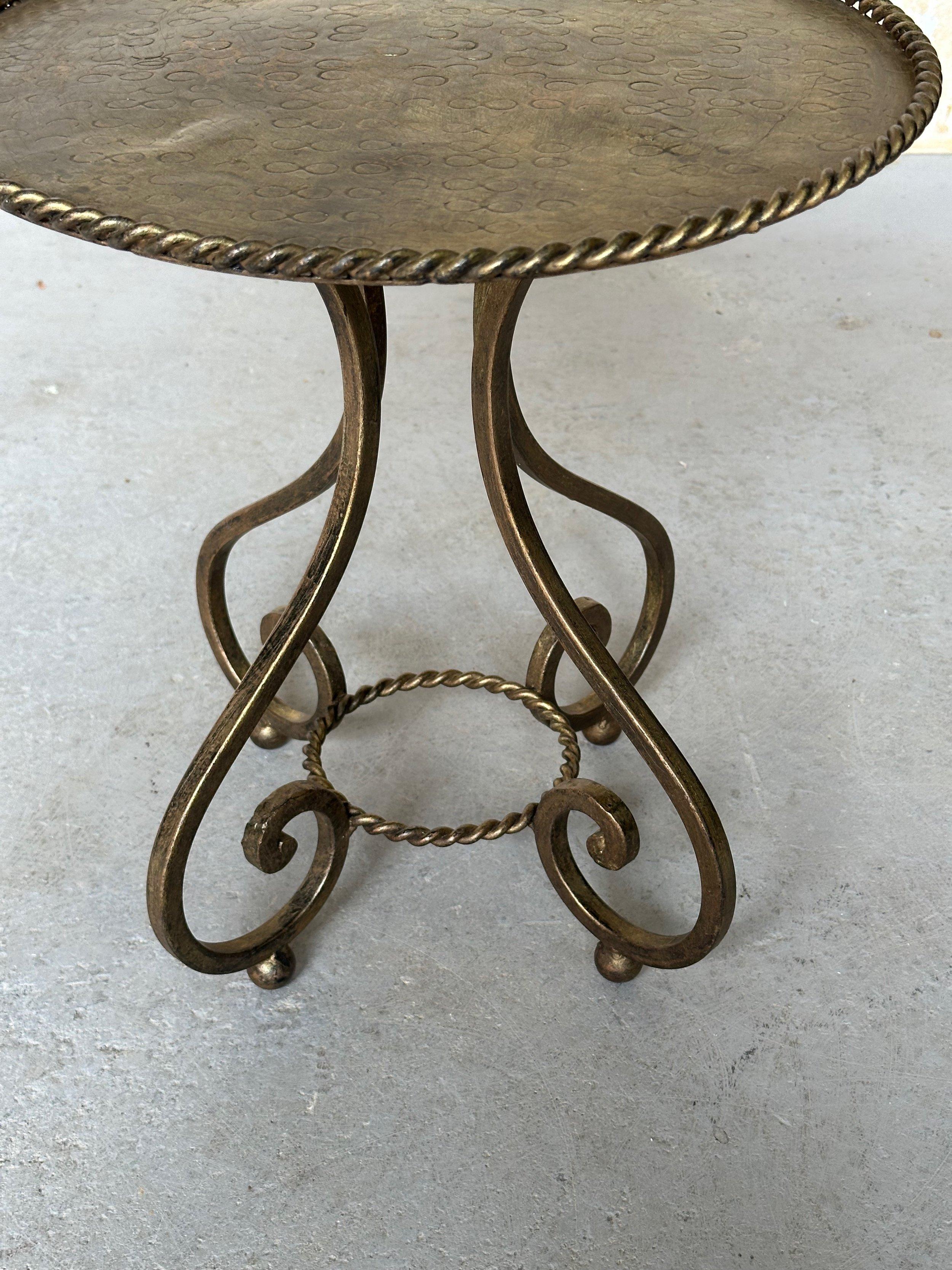 Mid-20th Century Ornate Vintage 1950s Spanish Iron Drinks Table