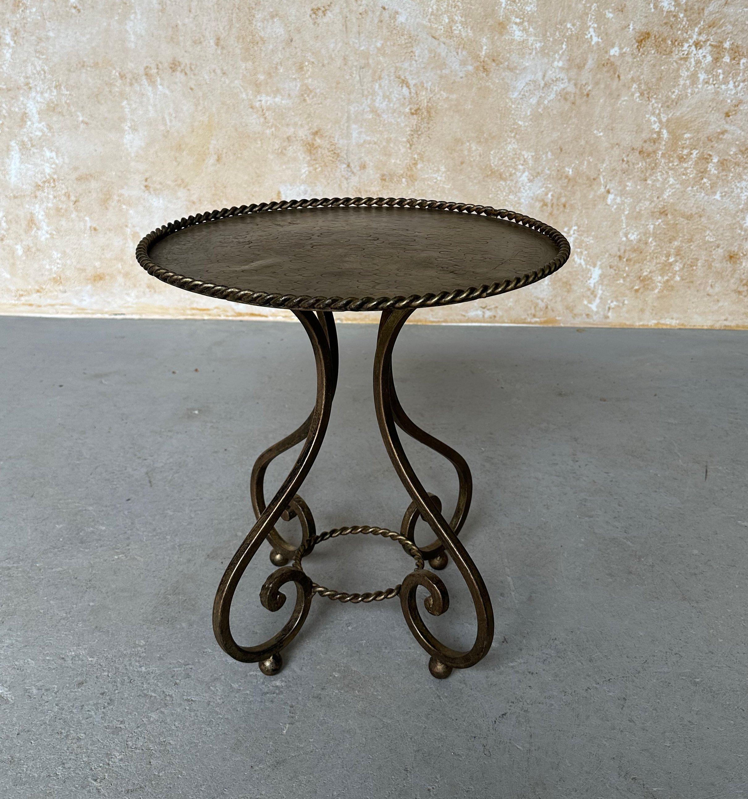 Ornate Vintage 1950s Spanish Iron Drinks Table 1