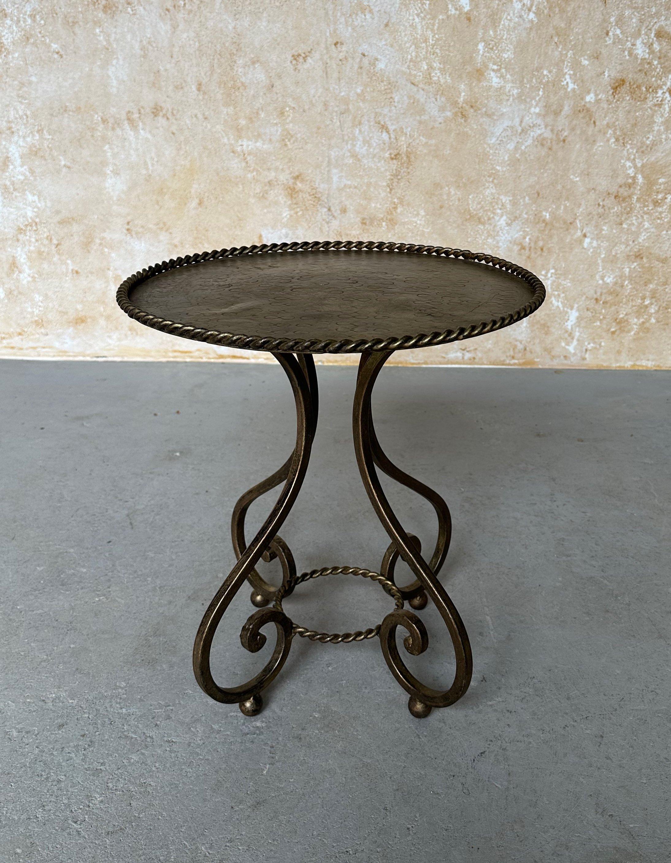 Ornate Vintage 1950s Spanish Iron Drinks Table 3