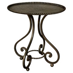 Ornate Vintage 1950s Spanish Iron Drinks Table