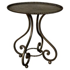 Ornate Vintage 1950s Spanish Iron Drinks Table 