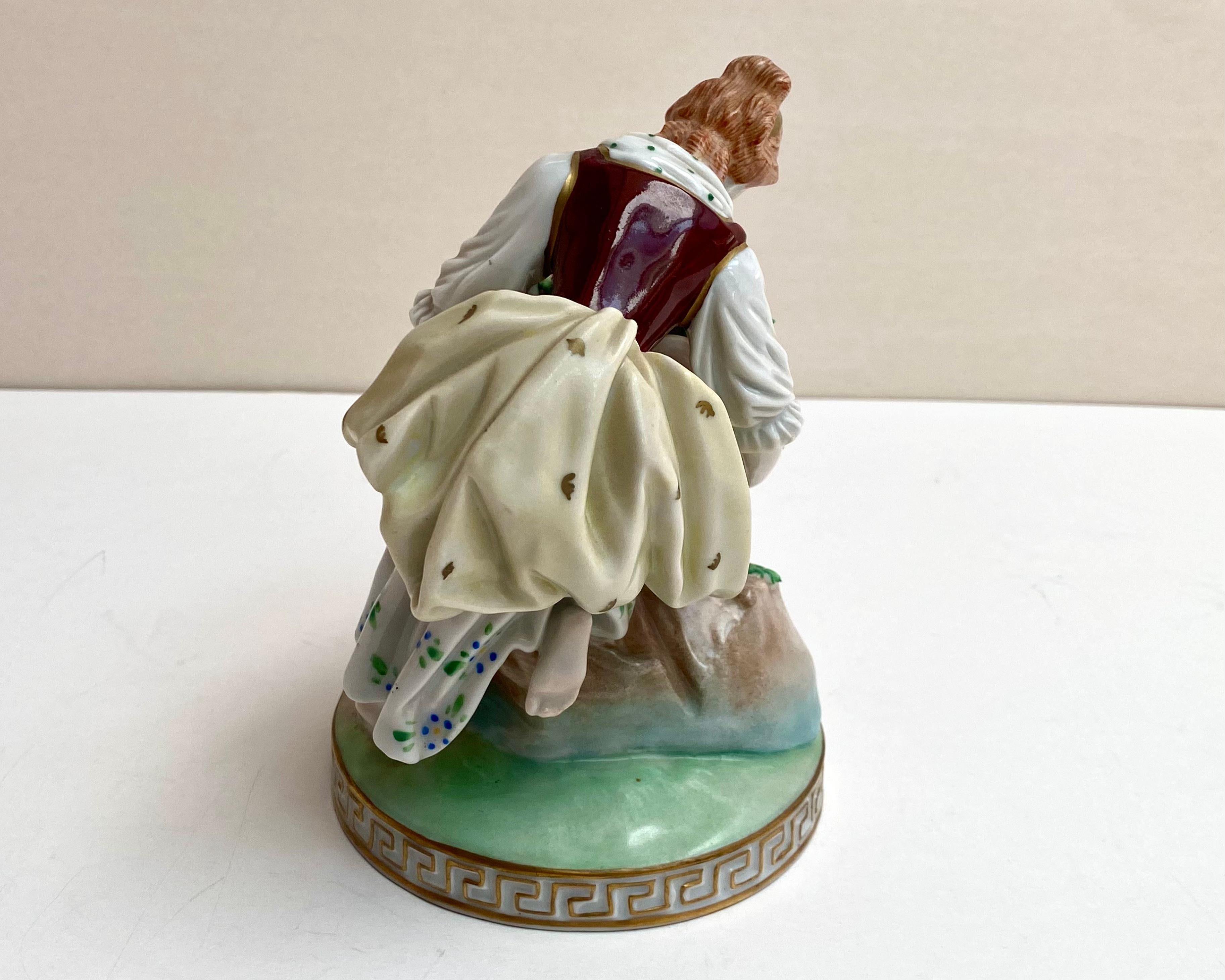 Ornate Vintage Figurine Lady with Flowers, Dresden, Germany In Excellent Condition For Sale In Bastogne, BE