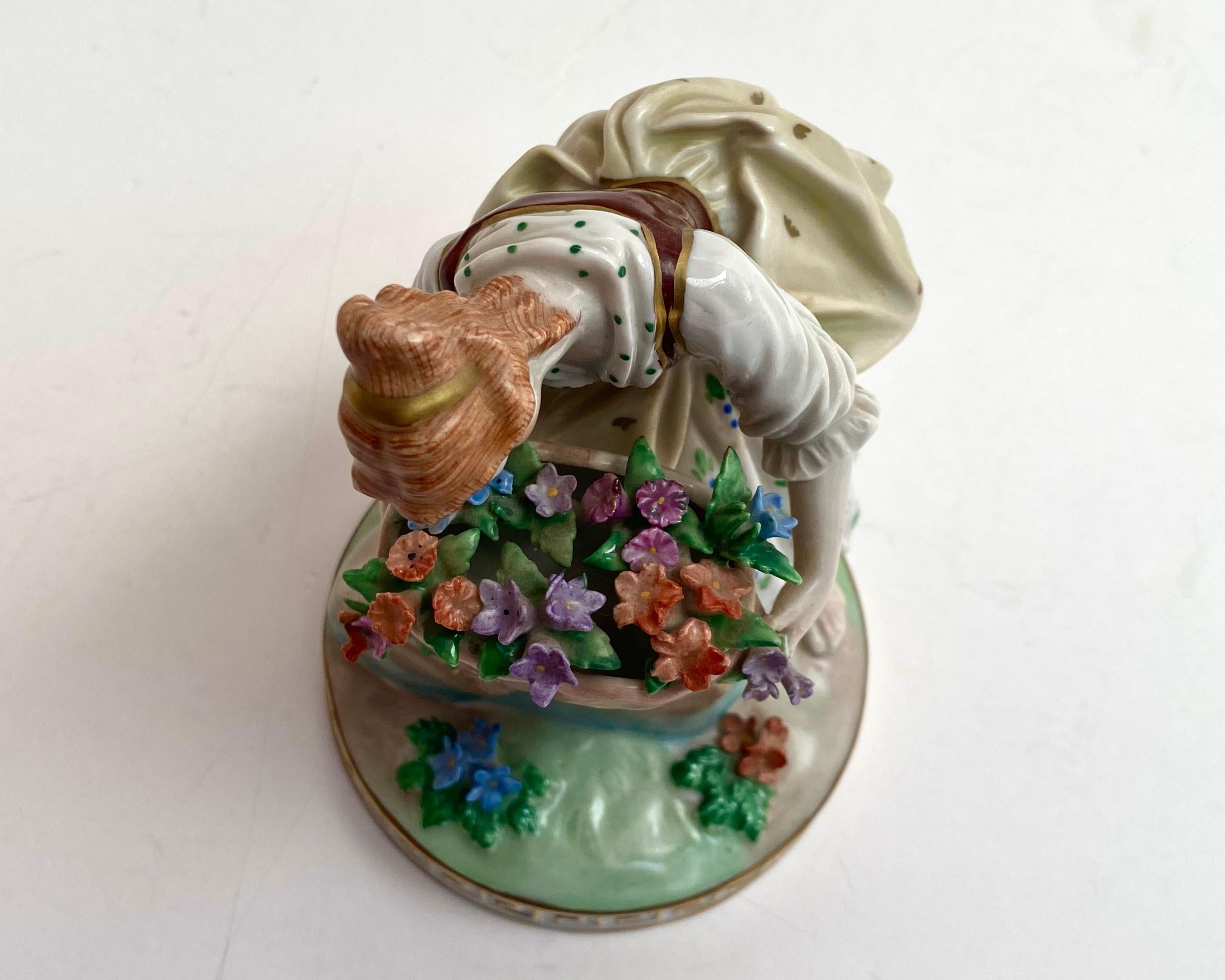 Ornate Vintage Figurine Lady with Flowers, Dresden, Germany For Sale 2