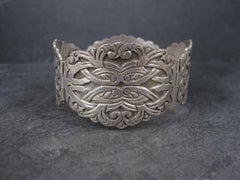 Ornate Vintage Mexican Sterling Panel Bracelet Ruiz