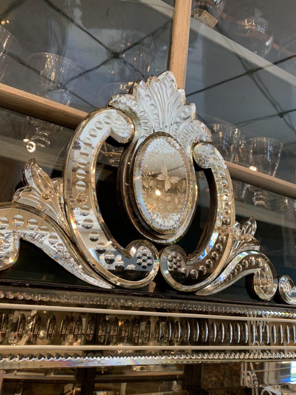 French Ornate Vintage Venetian Mirror, circa 1920s-1930s, France