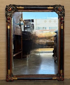 Ornate Wall Mirror – Hand-Carved Wood Frame with Gold Accents