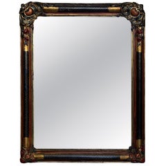 Ornate Wall Mirror – Hand-Carved Wood Frame with Gold Accents