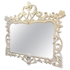 Ornate White Painted Overmantle Mirror