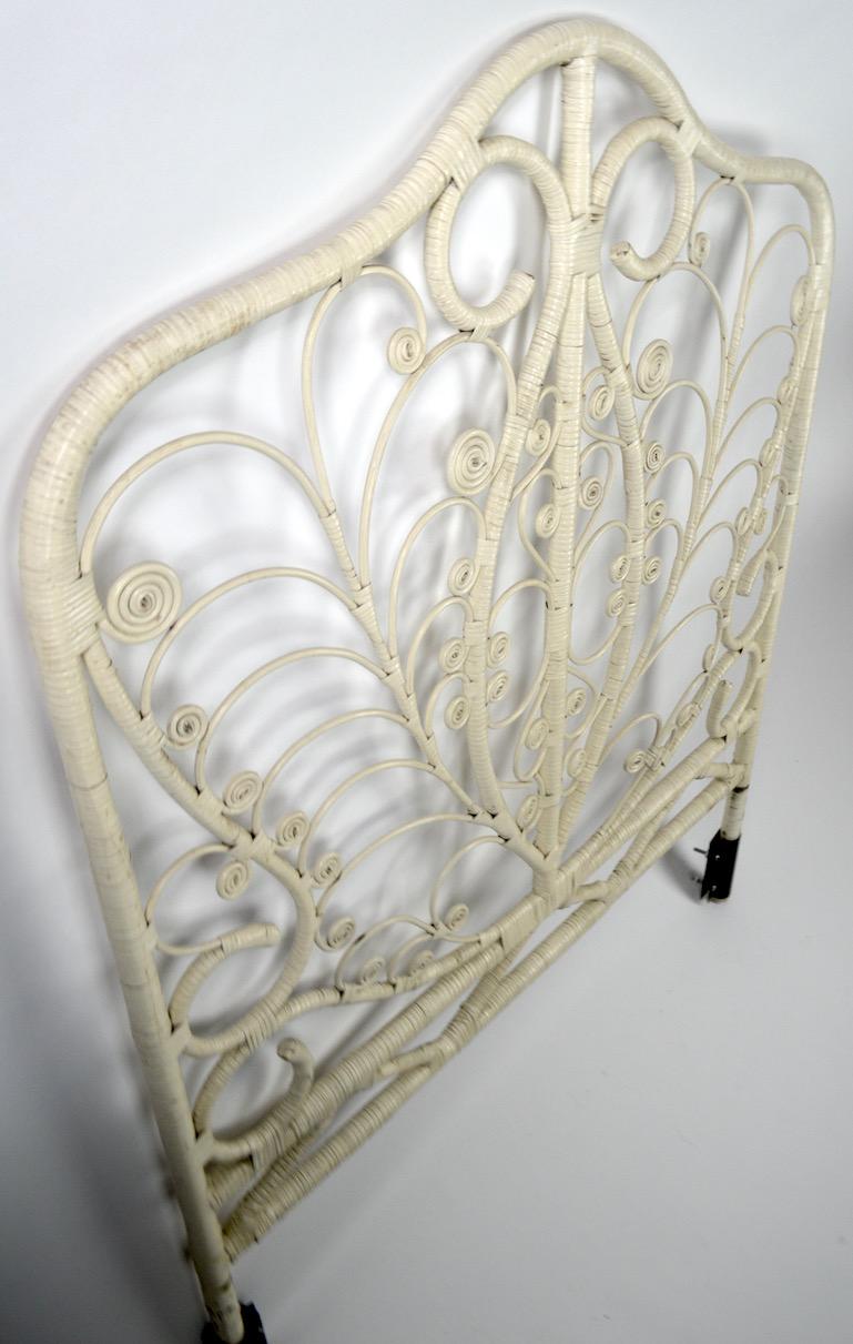American Ornate White Wicker Headboard