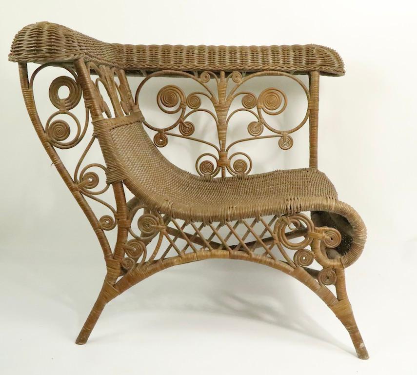 20th Century Ornate Wicker Corner Chair