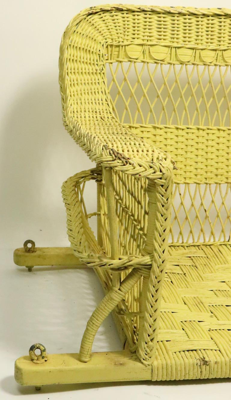 American Ornate Wicker Porch Swing Attributed to Heywood Brothers