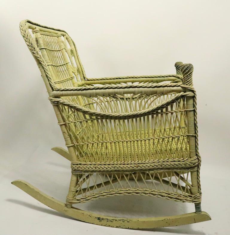Ornate Wicker Rocking Chair Attributed to Heywood Brothers Company 6