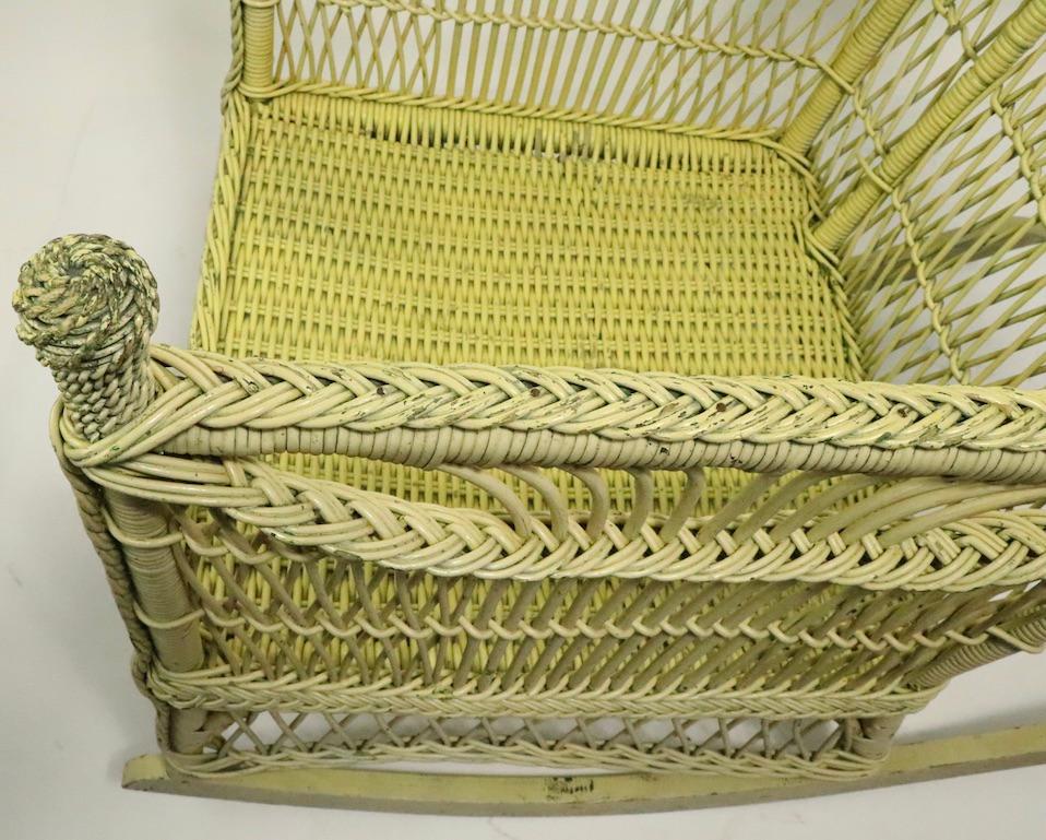 Ornate Wicker Rocking Chair Attributed to Heywood Brothers Company 9