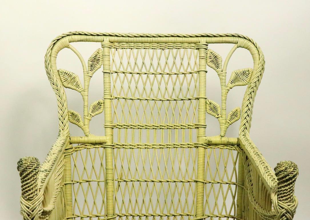 American Ornate Wicker Rocking Chair Attributed to Heywood Brothers Company