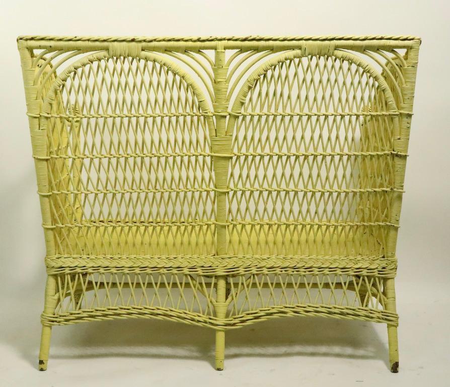 Ornate Wicker Settee Loveseat Sofa Attributed to Heywood Brothers Company 13