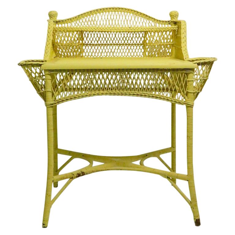 Ornate Wicker Writing Desk Attributed to Heywood Brothers