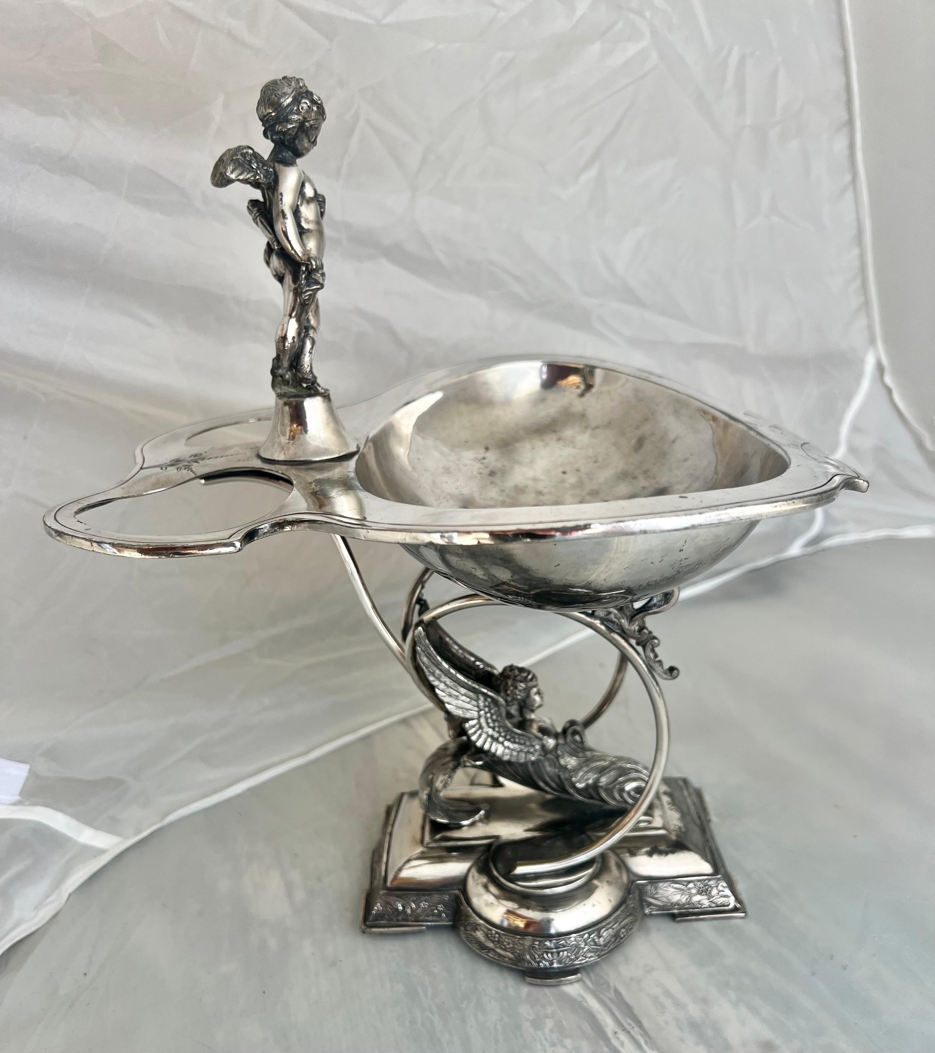 20th Century Ornate Wilcox Silverplate Serving Dish w/ Angels For Sale