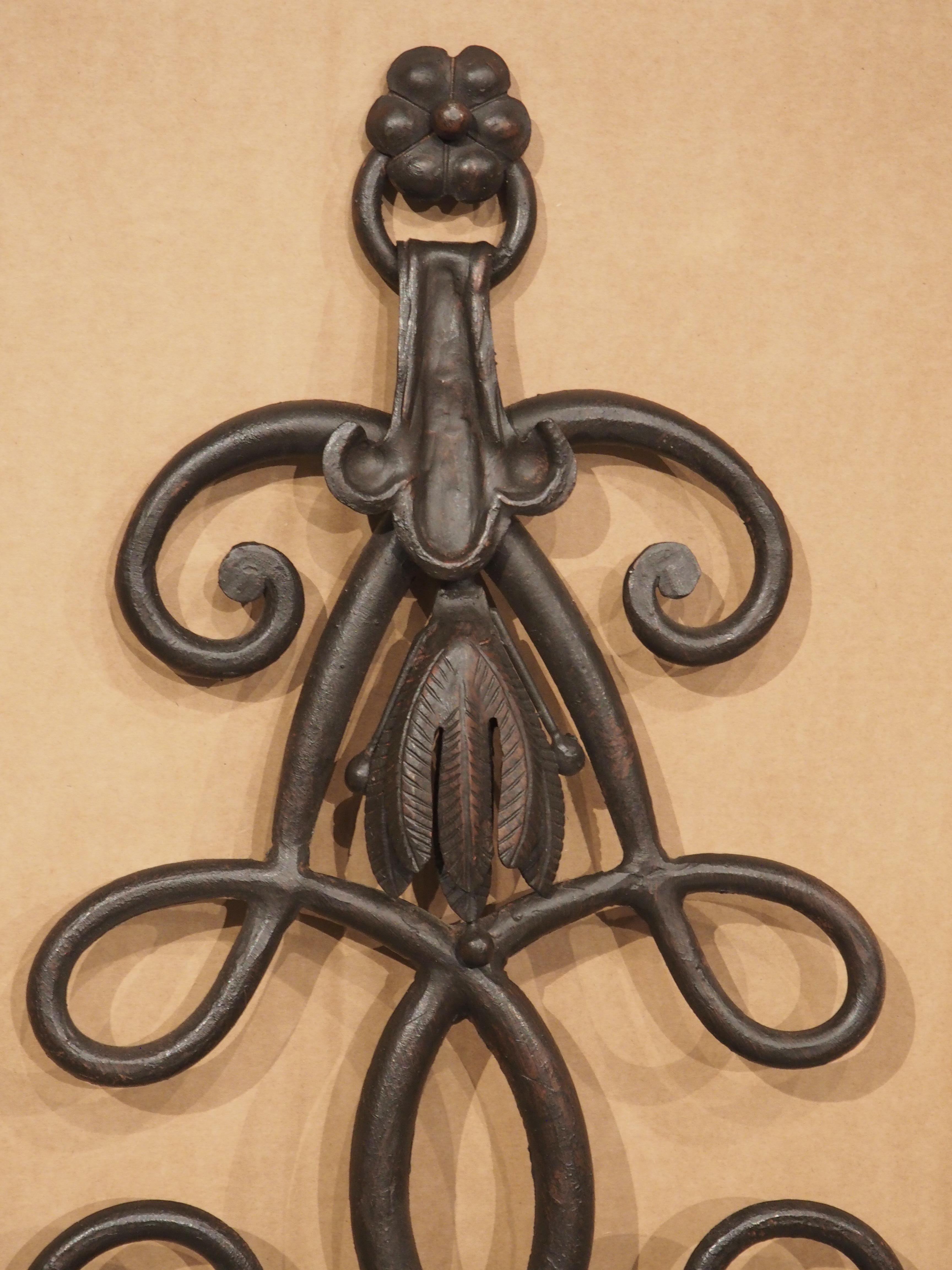 American Ornate Wrought Iron 3 Light Sconce in the Spanish Style For Sale
