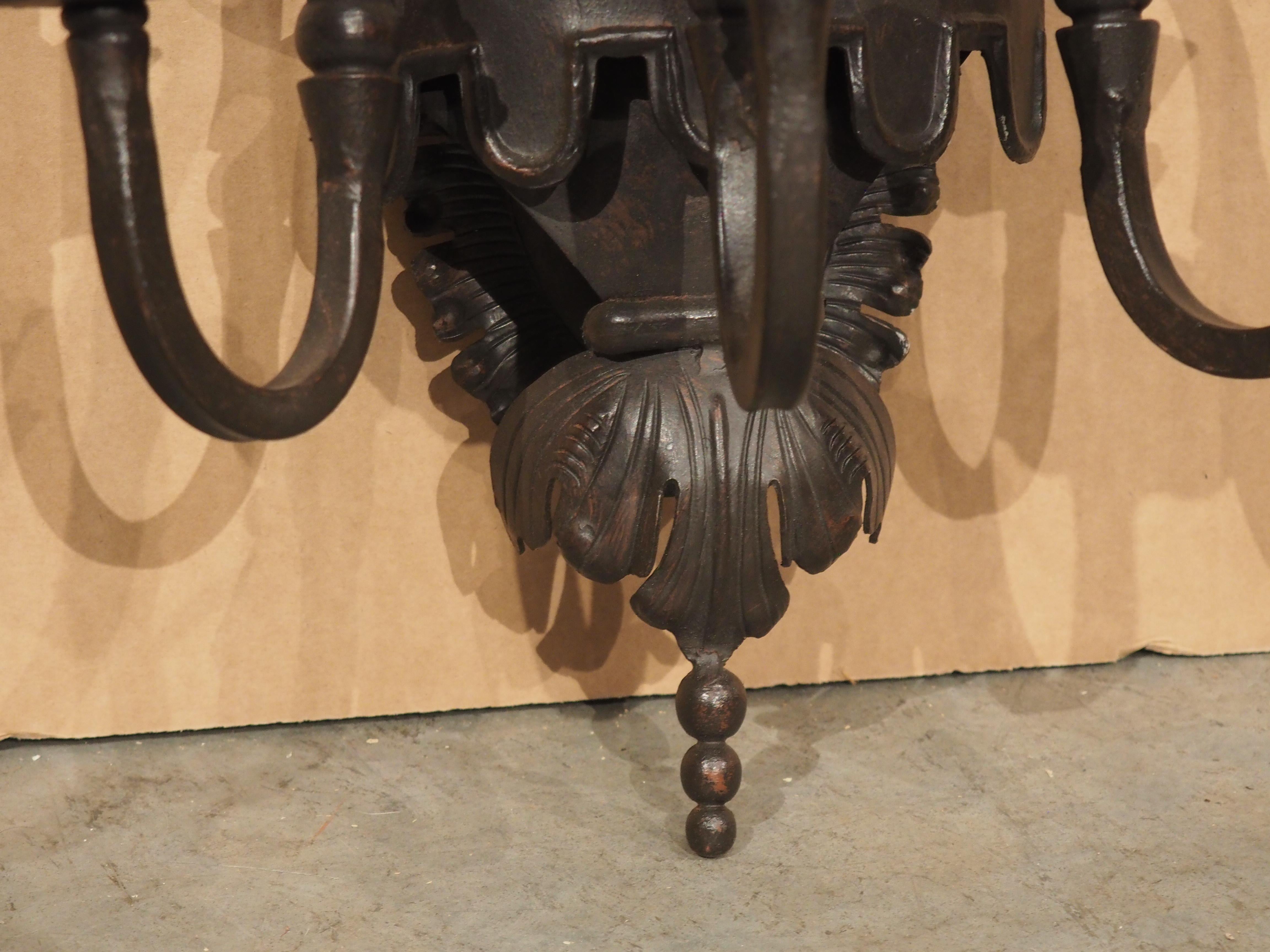 Contemporary Ornate Wrought Iron 3 Light Sconce in the Spanish Style For Sale