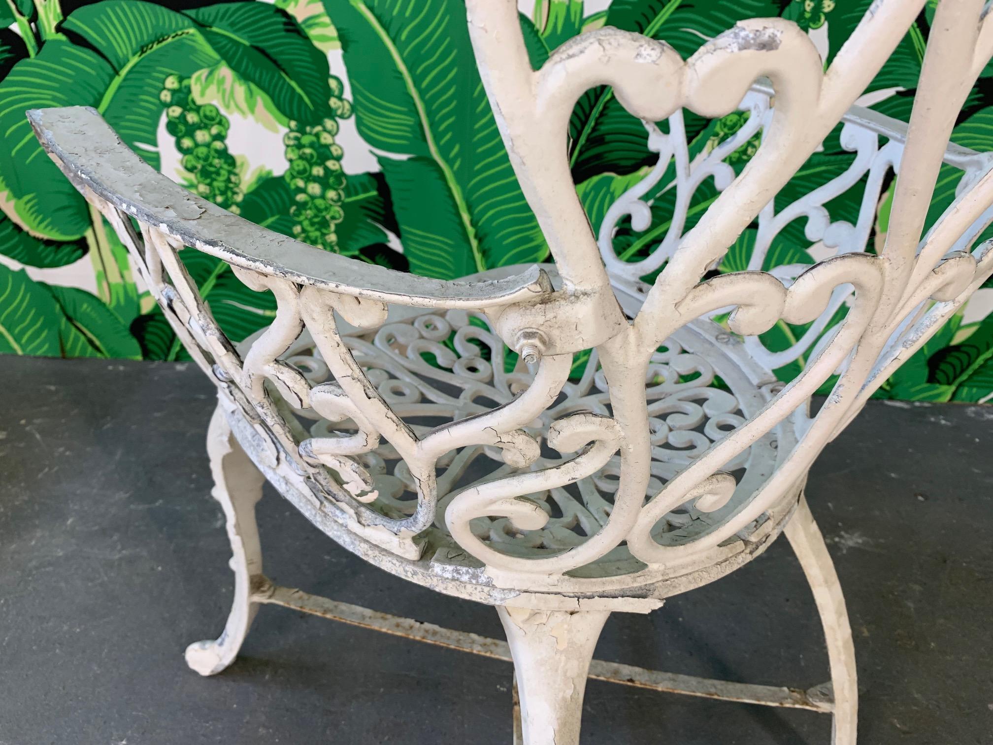 Ornate Wrought Iron Bistro Patio Set In Good Condition In Jacksonville, FL