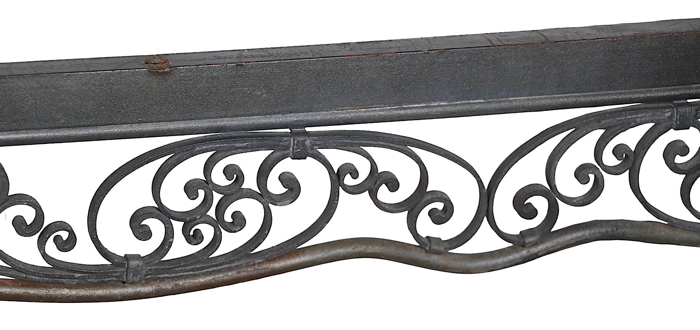 Ornate Wrought Iron Garden Patio Poolside Dining Table by Lee Woodard, c 1940's For Sale 3