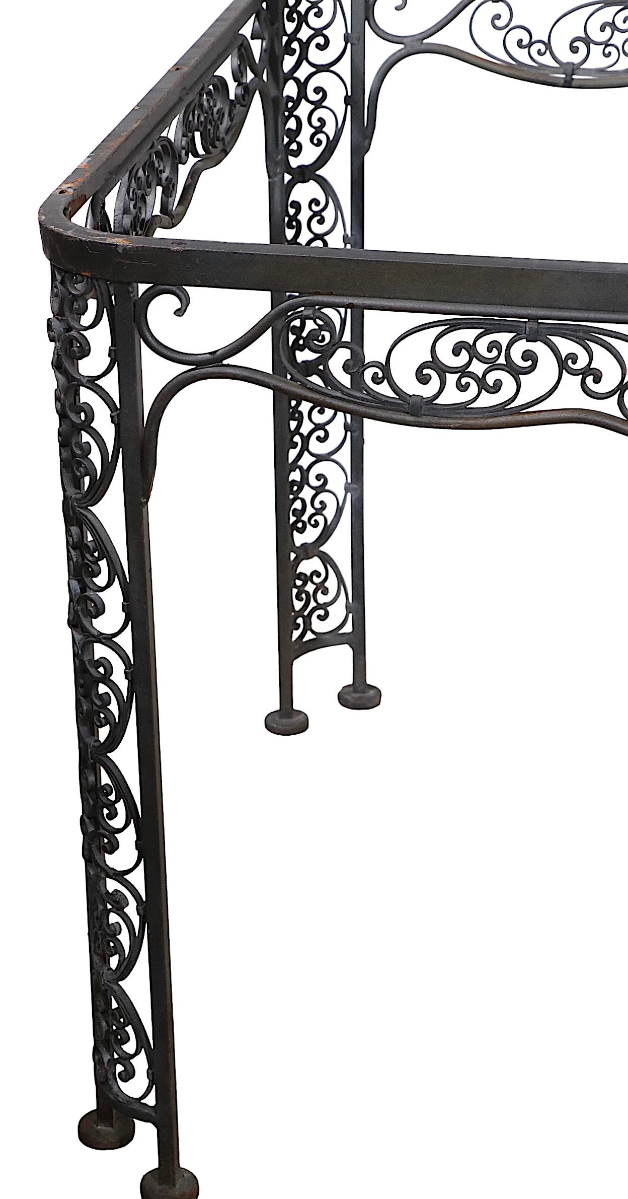 Ornate Wrought Iron Garden Patio Poolside Dining Table by Lee Woodard, c 1940's For Sale 5